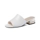 Fish Mouth Square Heel Sandals Top Layer Cowhide Low-heel Women's Slippers