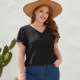 Women's V-neck Fur Ball Short Sleeve Commuter Plus Size Top