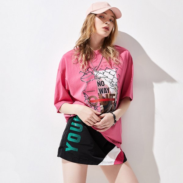 Printed Short Sleeve T-shirt Loose Casual European And American Cotton Top