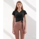 Summer Fashion New Short Sleeve Yoga Suit V-neck Cross Rope Waist Slimming Sports Pilates Ballet Style