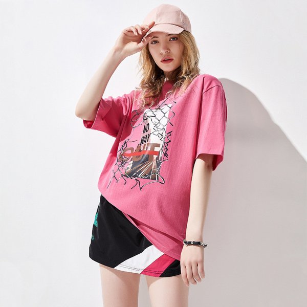 Printed Short Sleeve T-shirt Loose Casual European And American Cotton Top